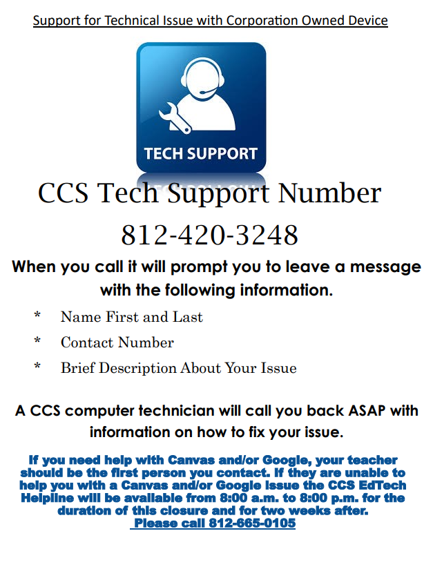CCS Tech Support Number